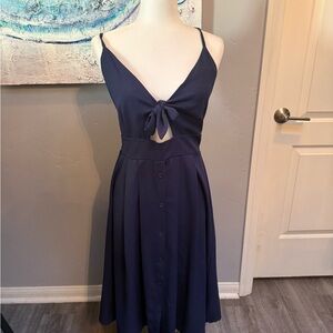 Elegant Navy Blue Midi Dress